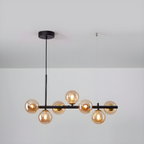 Modern Chandelier Glass Globes Sleek Metal Frame Adjustable 0