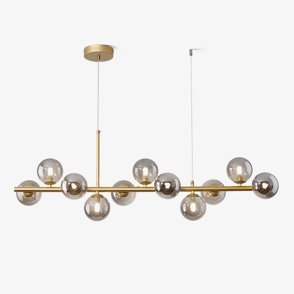 Modern Chandelier Glass Globes Sleek Metal Frame Adjustable 1