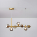 Modern Chandelier Glass Globes Sleek Metal Frame Adjustable 10