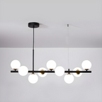 Modern Chandelier Glass Globes Sleek Metal Frame Adjustable 11