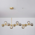 Modern Chandelier Glass Globes Sleek Metal Frame Adjustable 13
