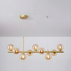 Modern Chandelier Glass Globes Sleek Metal Frame Adjustable 14