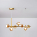Modern Chandelier Glass Globes Sleek Metal Frame Adjustable 15