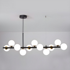Modern Chandelier Glass Globes Sleek Metal Frame Adjustable 16