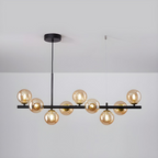 Modern Chandelier Glass Globes Sleek Metal Frame Adjustable 17