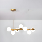 Modern Chandelier Glass Globes Sleek Metal Frame Adjustable 18