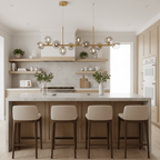 Modern Chandelier Glass Globes Sleek Metal Frame Adjustable 2