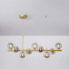 Modern Chandelier Glass Globes Sleek Metal Frame Adjustable 20
