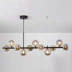 Modern Chandelier Glass Globes Sleek Metal Frame Adjustable 22