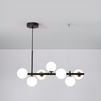 Modern Chandelier Glass Globes Sleek Metal Frame Adjustable 23