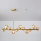 Modern Chandelier Glass Globes Sleek Metal Frame Adjustable 25