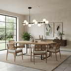 Modern Chandelier Glass Globes Sleek Metal Frame Adjustable 6