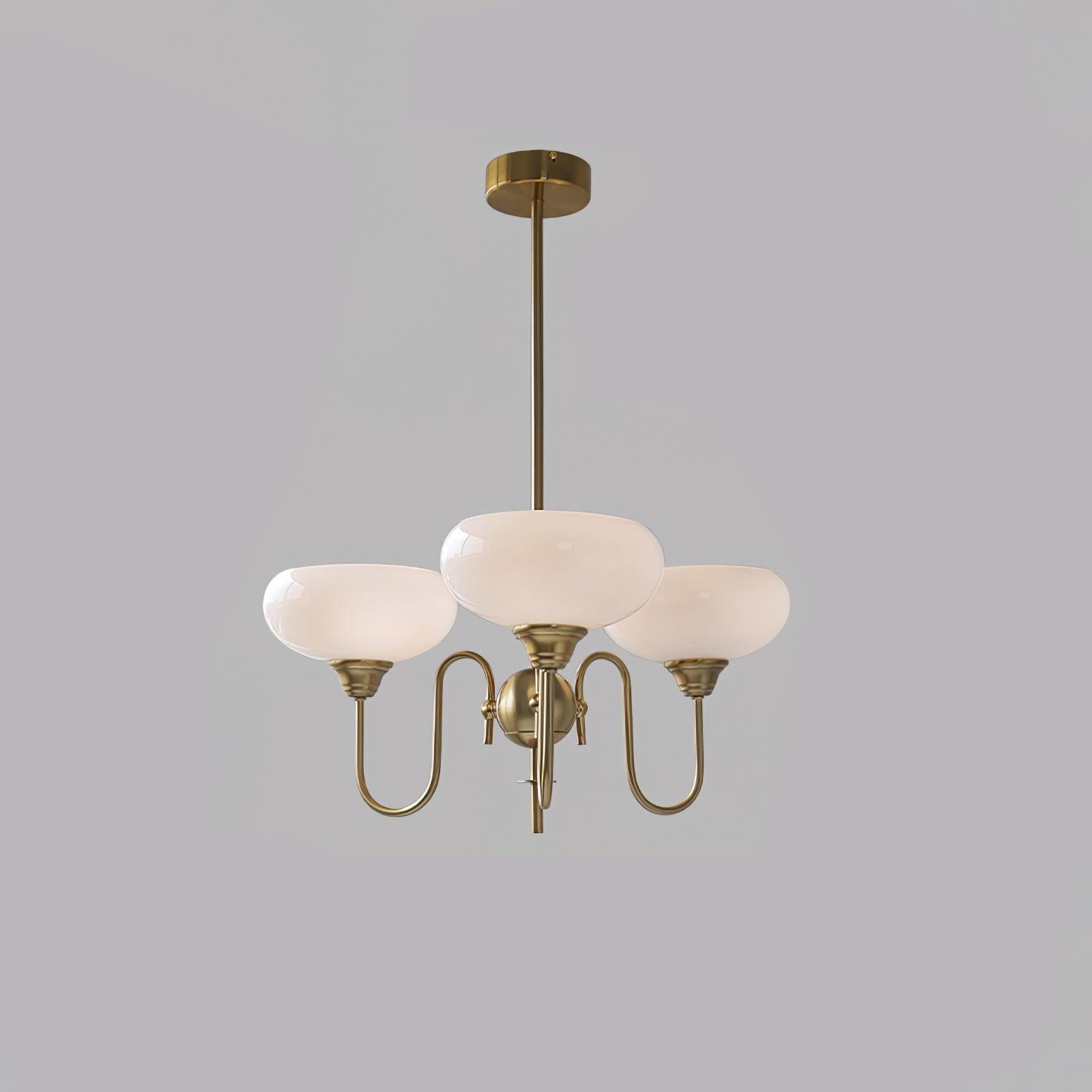 Modern Chandelier Glass Metal Adjustable Height Gold 0