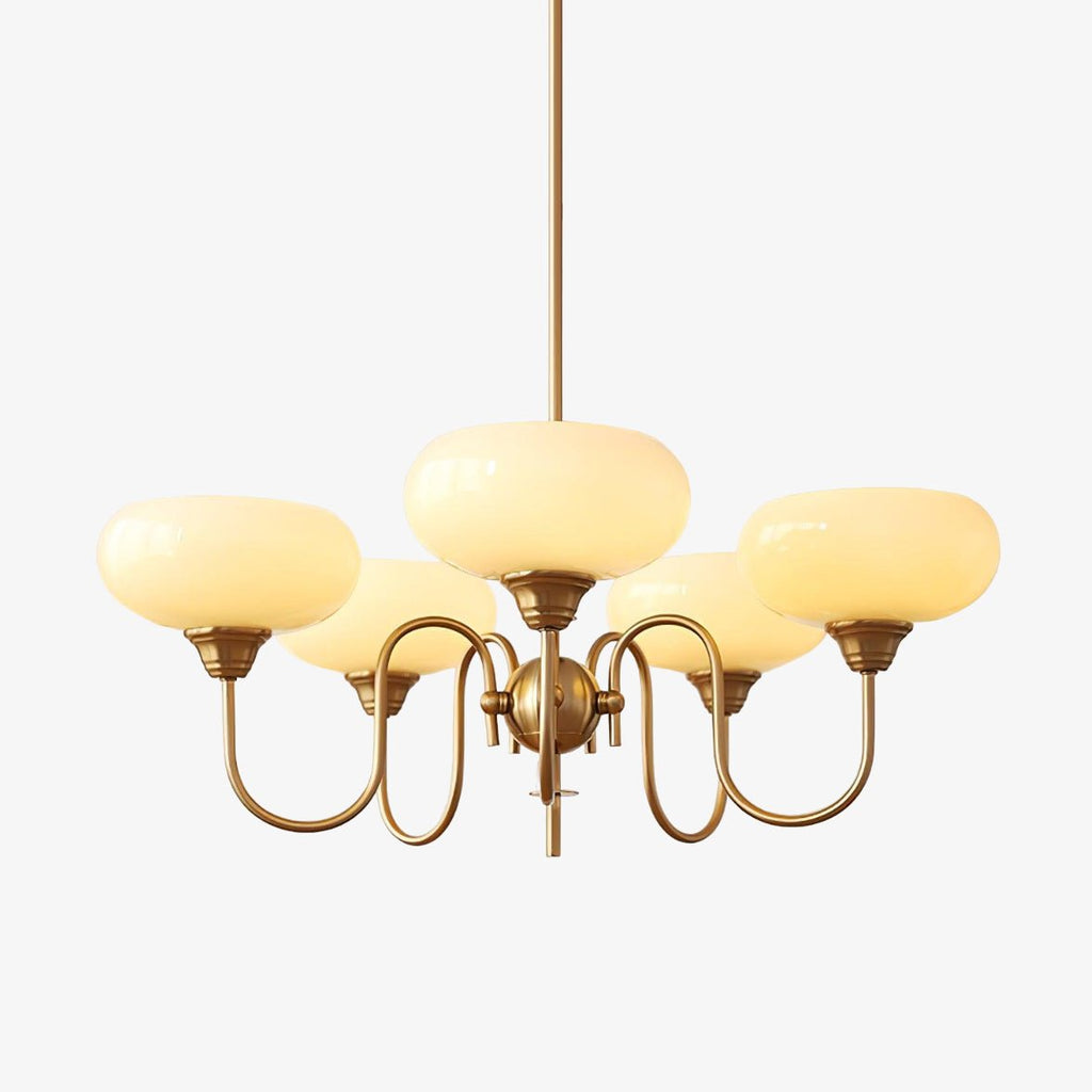 Modern Chandelier Glass Metal Adjustable Height Gold 1