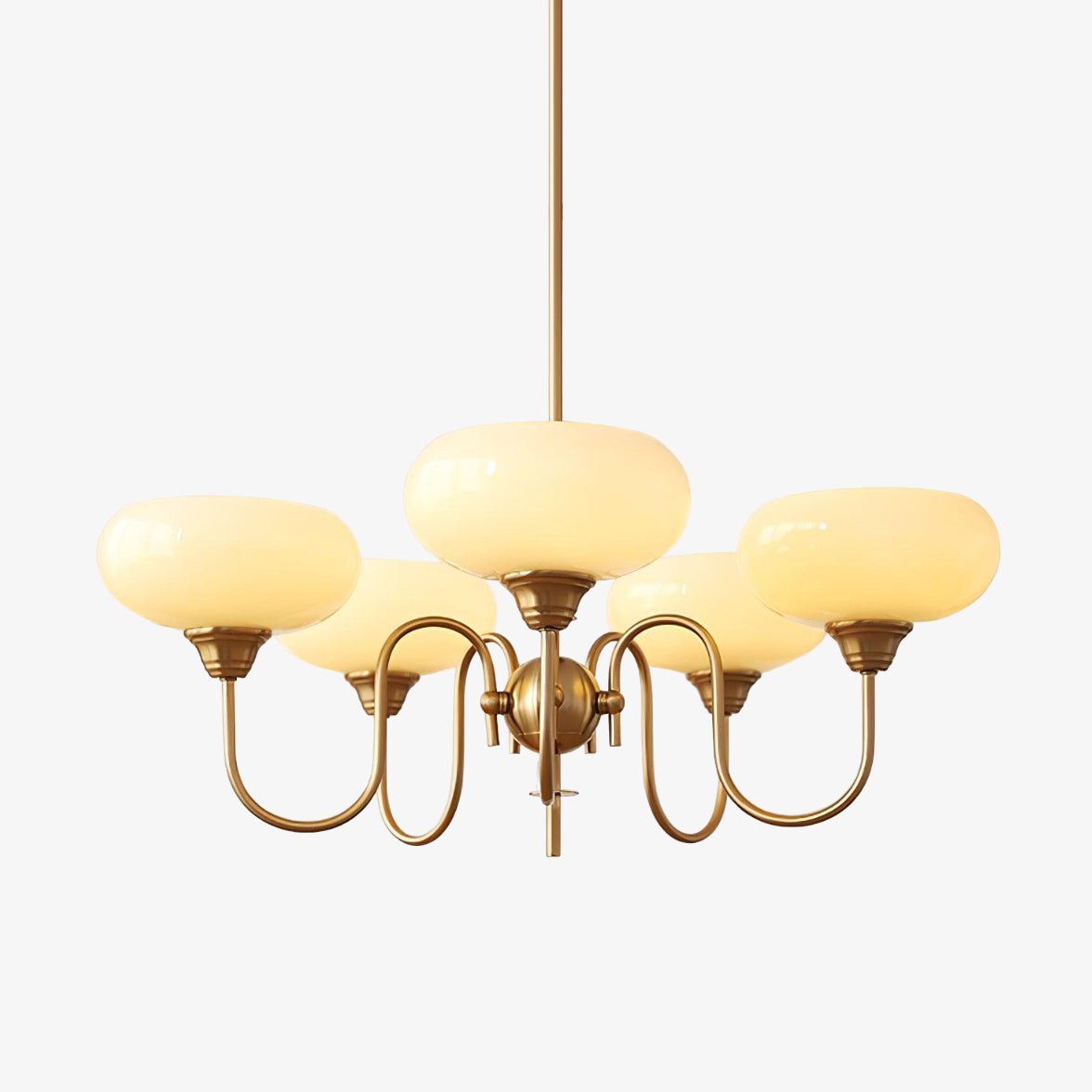 Modern Chandelier Glass Metal Adjustable Height Gold 1
