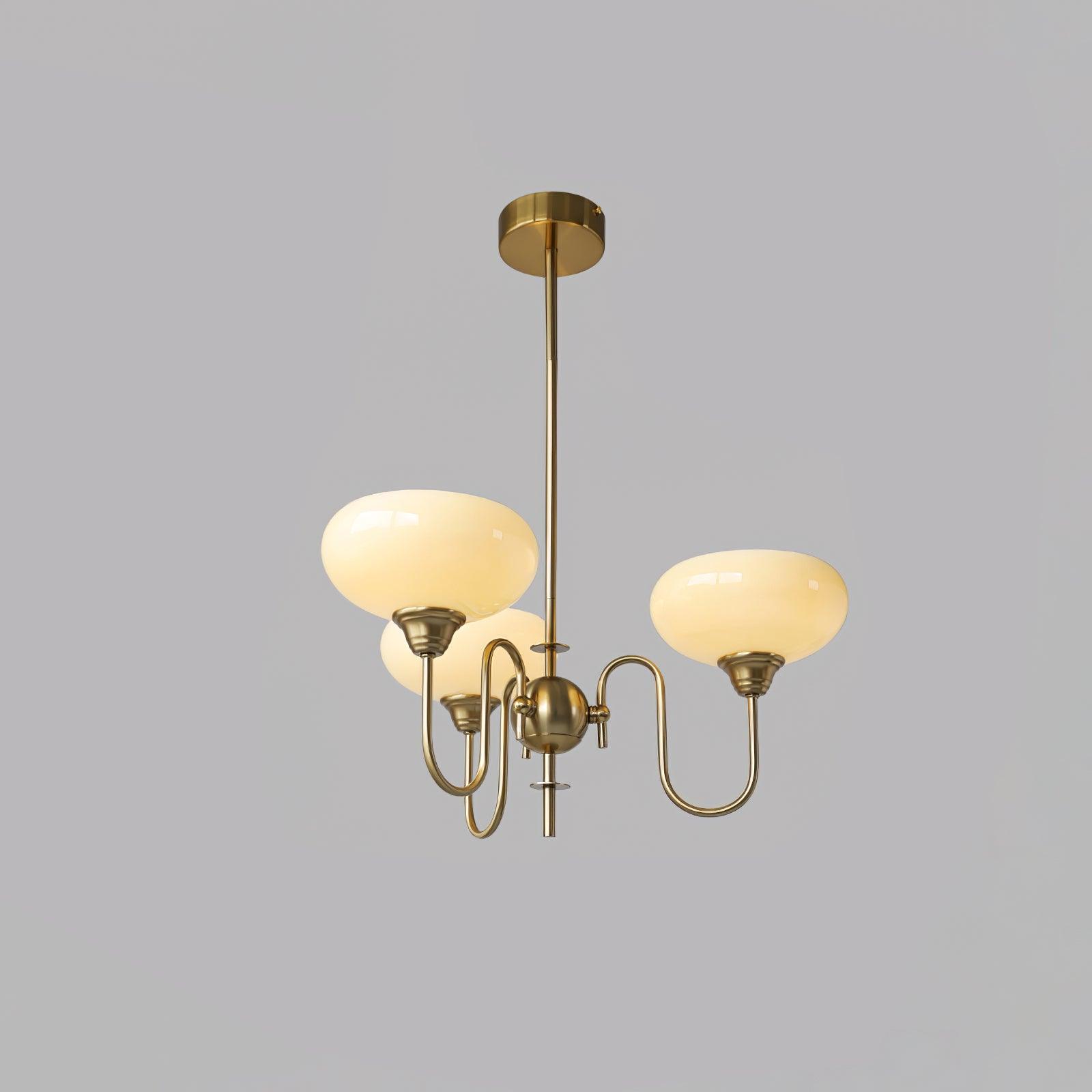 Modern Chandelier Glass Metal Adjustable Height Gold 10
