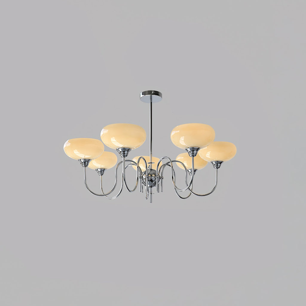 Modern Chandelier Glass Metal Adjustable Height Gold 11