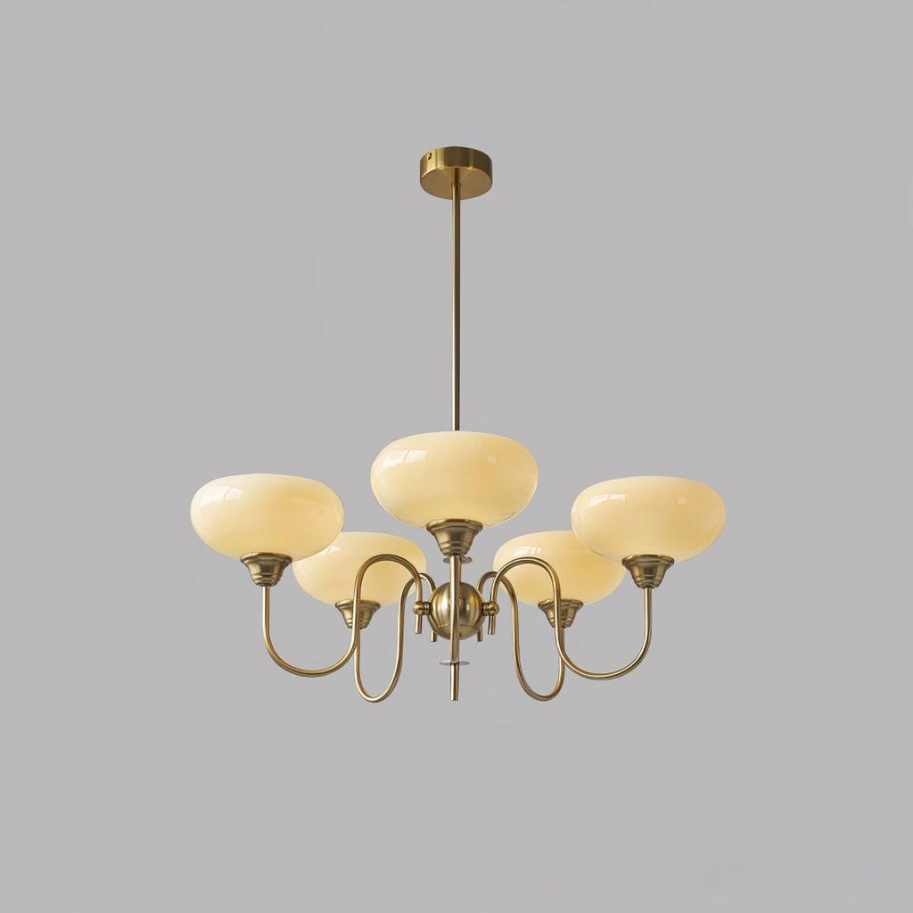 Modern Chandelier Glass Metal Adjustable Height Gold 13
