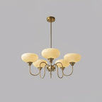 Modern Chandelier Glass Metal Adjustable Height Gold 13