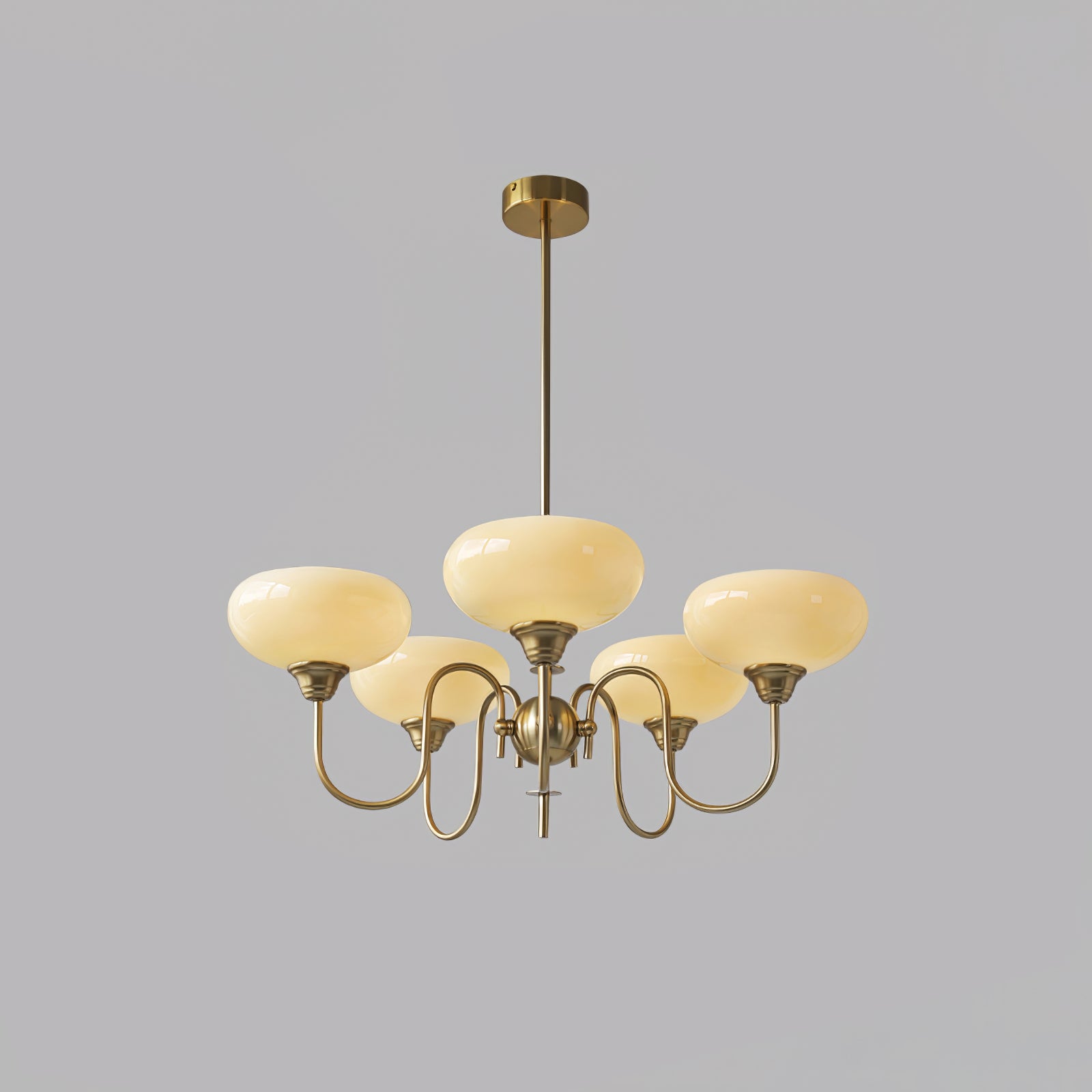 Modern Chandelier Glass Metal Adjustable Height Gold 13