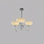 Modern Chandelier Glass Metal Adjustable Height Gold 15