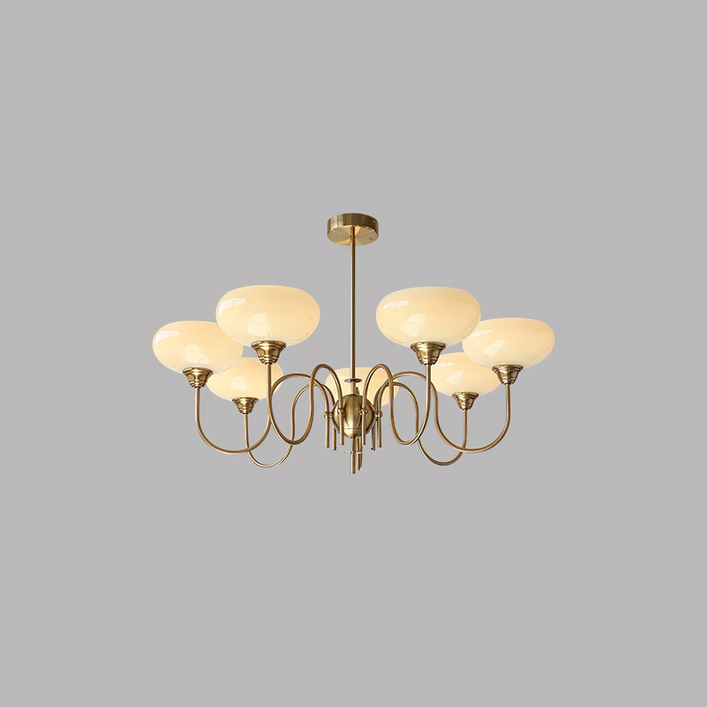 Modern Chandelier Glass Metal Adjustable Height Gold 16