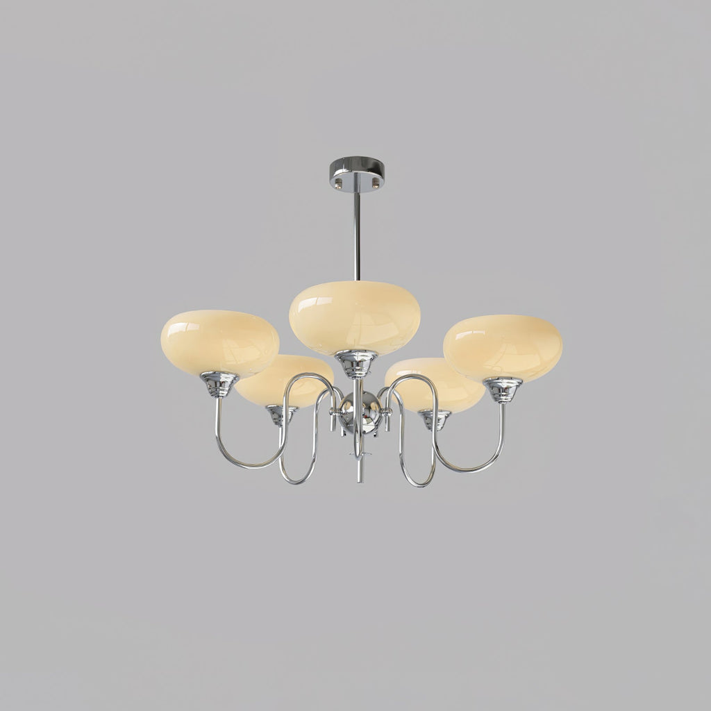 Modern Chandelier Glass Metal Adjustable Height Gold 17