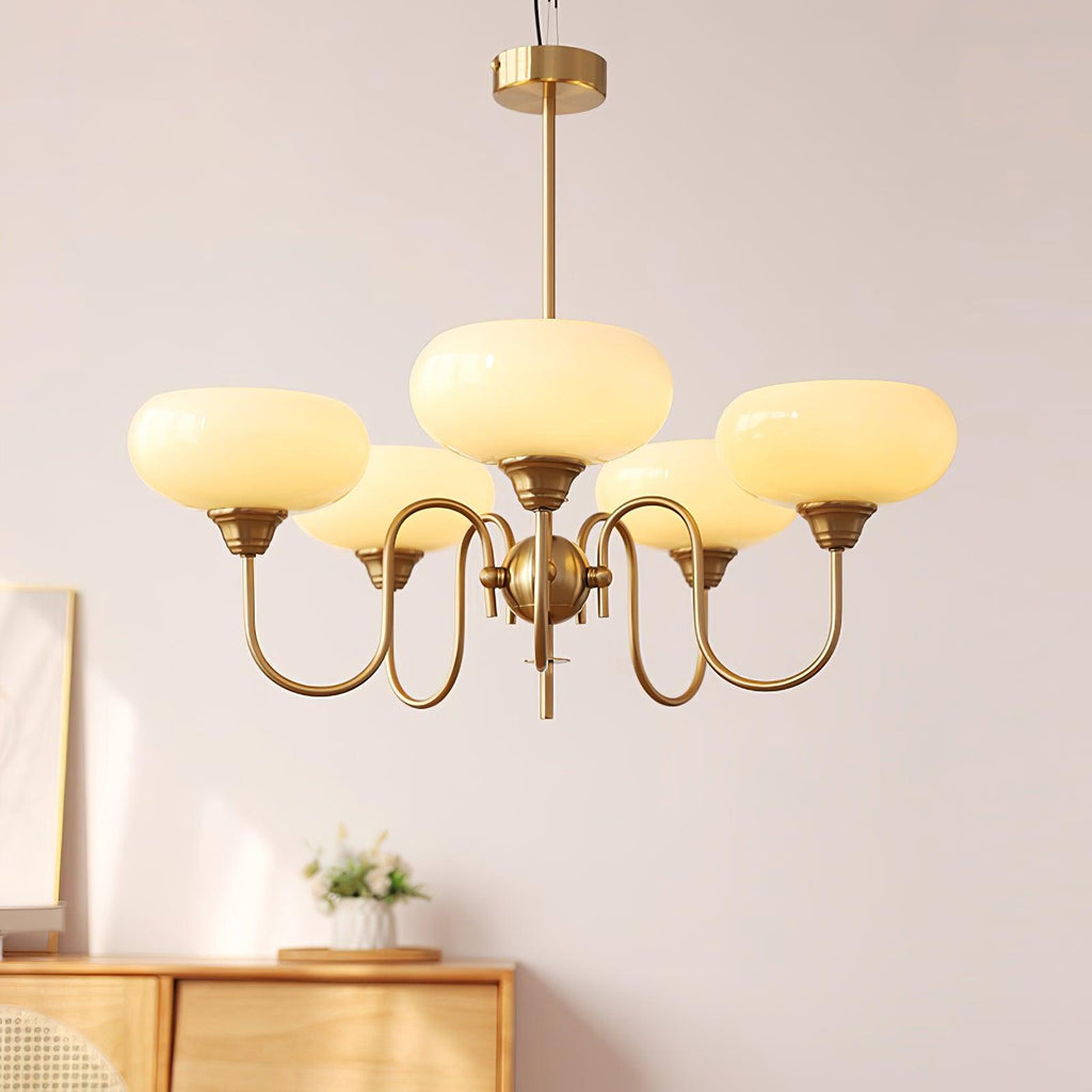 Modern Chandelier Glass Metal Adjustable Height Gold 2