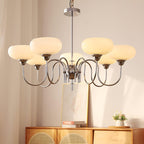 Modern Chandelier Glass Metal Adjustable Height Gold 3