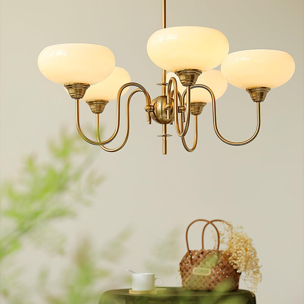 Modern Chandelier Glass Metal Adjustable Height Gold 4