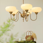 Modern Chandelier Glass Metal Adjustable Height Gold 4