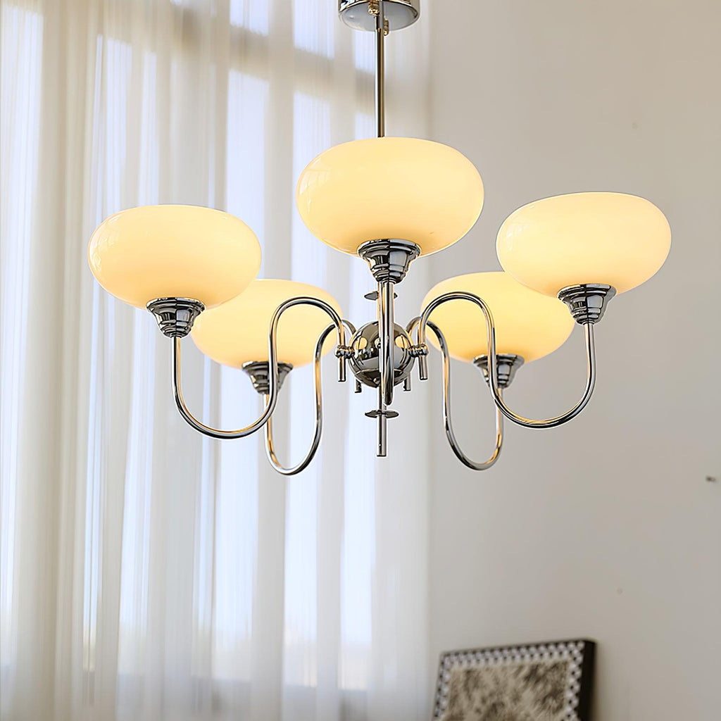 Modern Chandelier Glass Metal Adjustable Height Gold 5