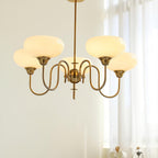 Modern Chandelier Glass Metal Adjustable Height Gold 8