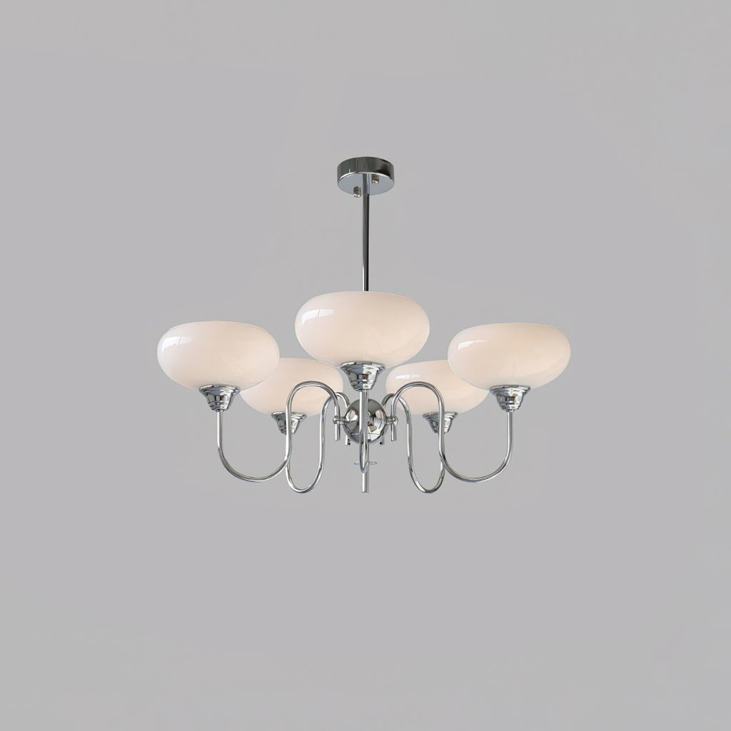 Modern Chandelier Glass Metal Adjustable Height Gold 9