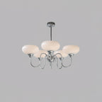 Modern Chandelier Glass Metal Adjustable Height Gold 9