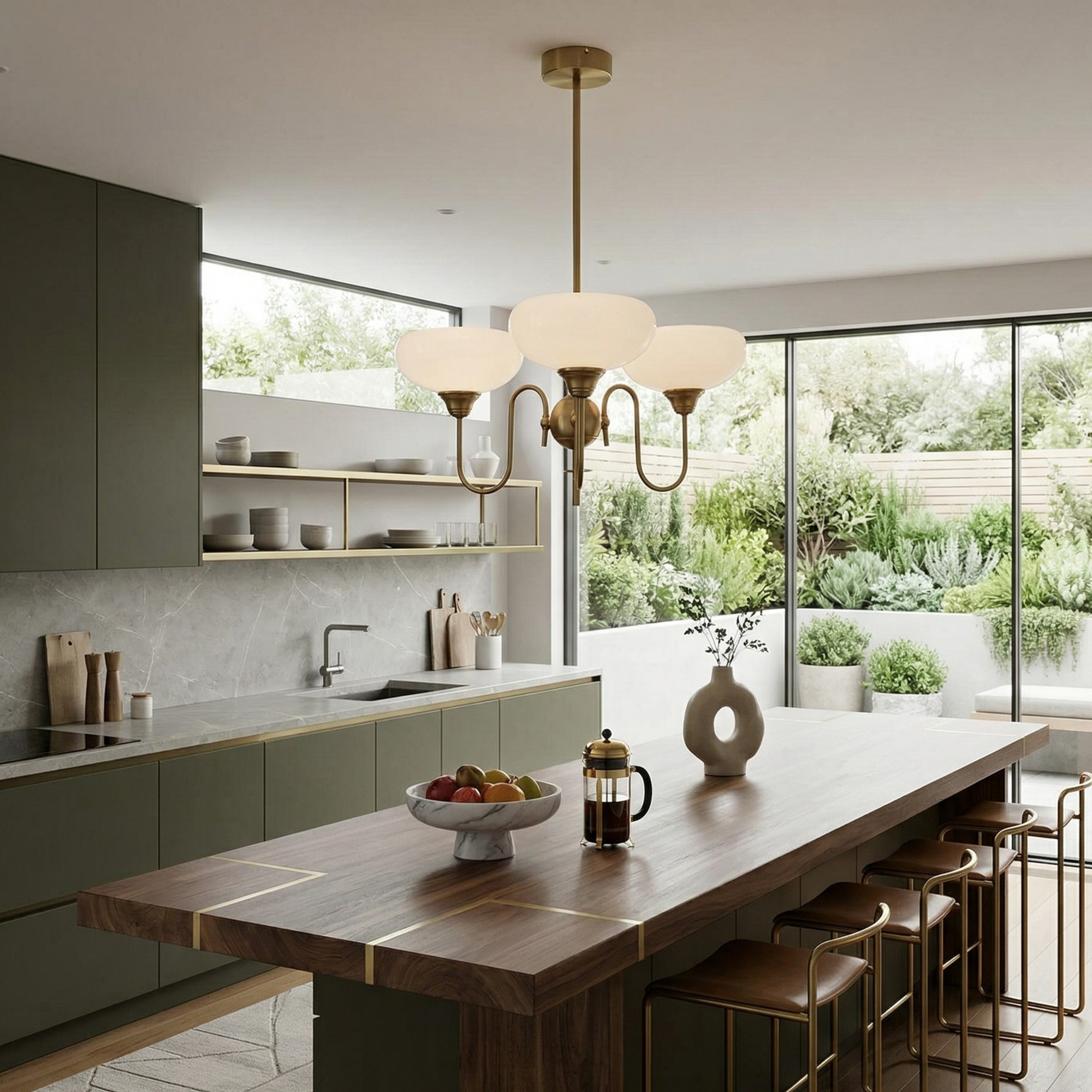 Modern Chandelier Glass Metal Adjustable Height Gold 99