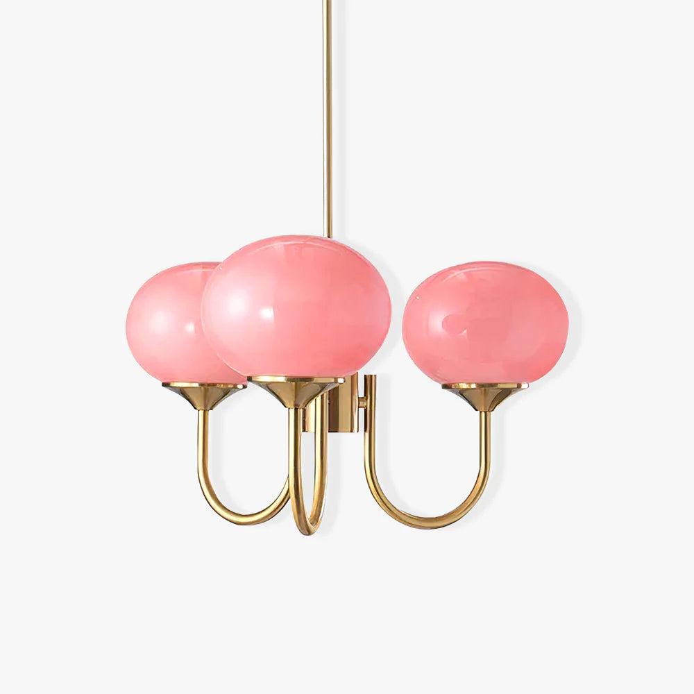 Modern Chandelier Glass Shades Gold Finish Adjustable Height 1