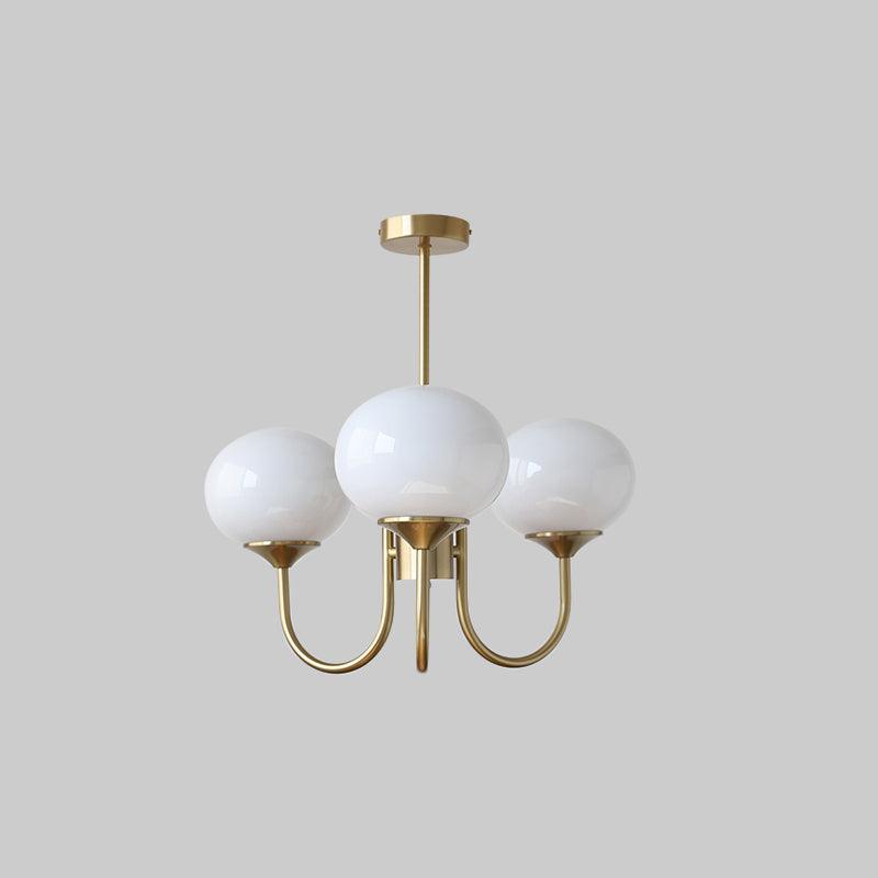 Modern Chandelier Glass Shades Gold Finish Adjustable Height 10