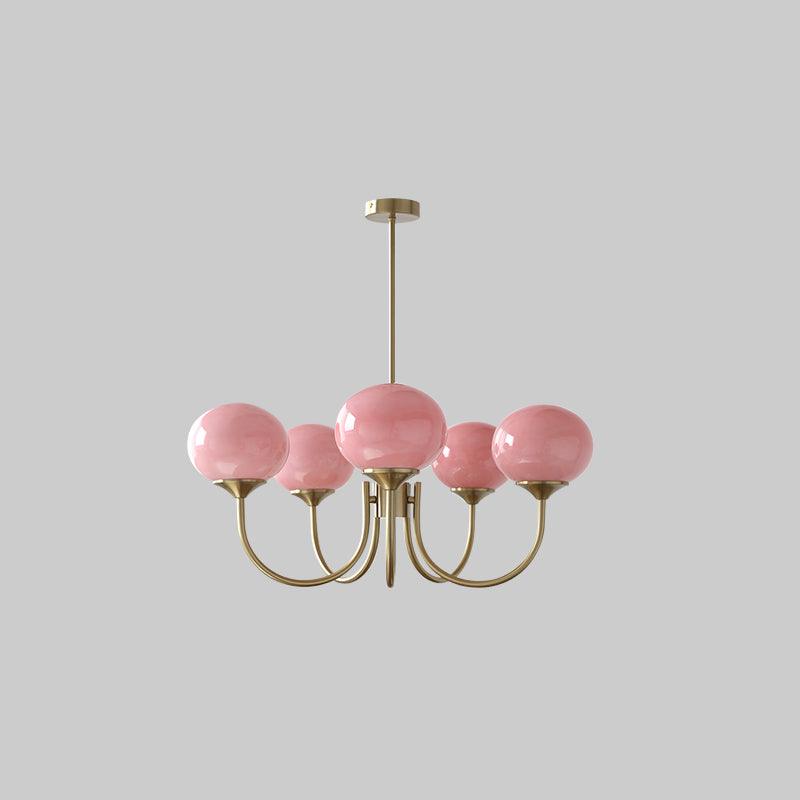 Modern Chandelier Glass Shades Gold Finish Adjustable Height 12