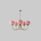 Modern Chandelier Glass Shades Gold Finish Adjustable Height 12