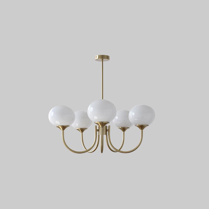 Modern Chandelier Glass Shades Gold Finish Adjustable Height 14