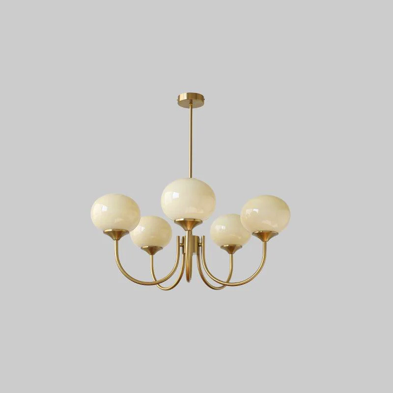 Modern Chandelier Glass Shades Gold Finish Adjustable Height 15