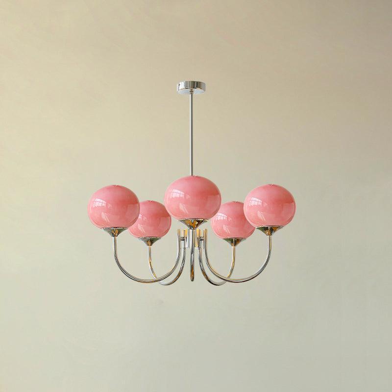 Modern Chandelier Glass Shades Gold Finish Adjustable Height 17