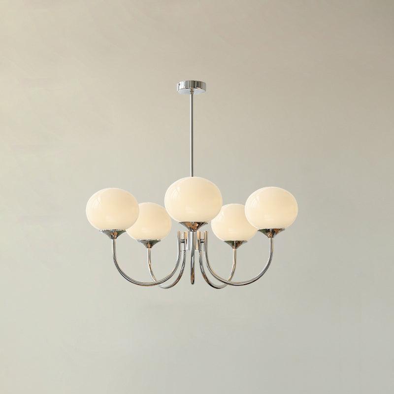 Modern Chandelier Glass Shades Gold Finish Adjustable Height 18