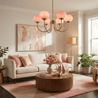 Modern Chandelier Glass Shades Gold Finish Adjustable Height 2