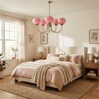 Modern Chandelier Glass Shades Gold Finish Adjustable Height 7