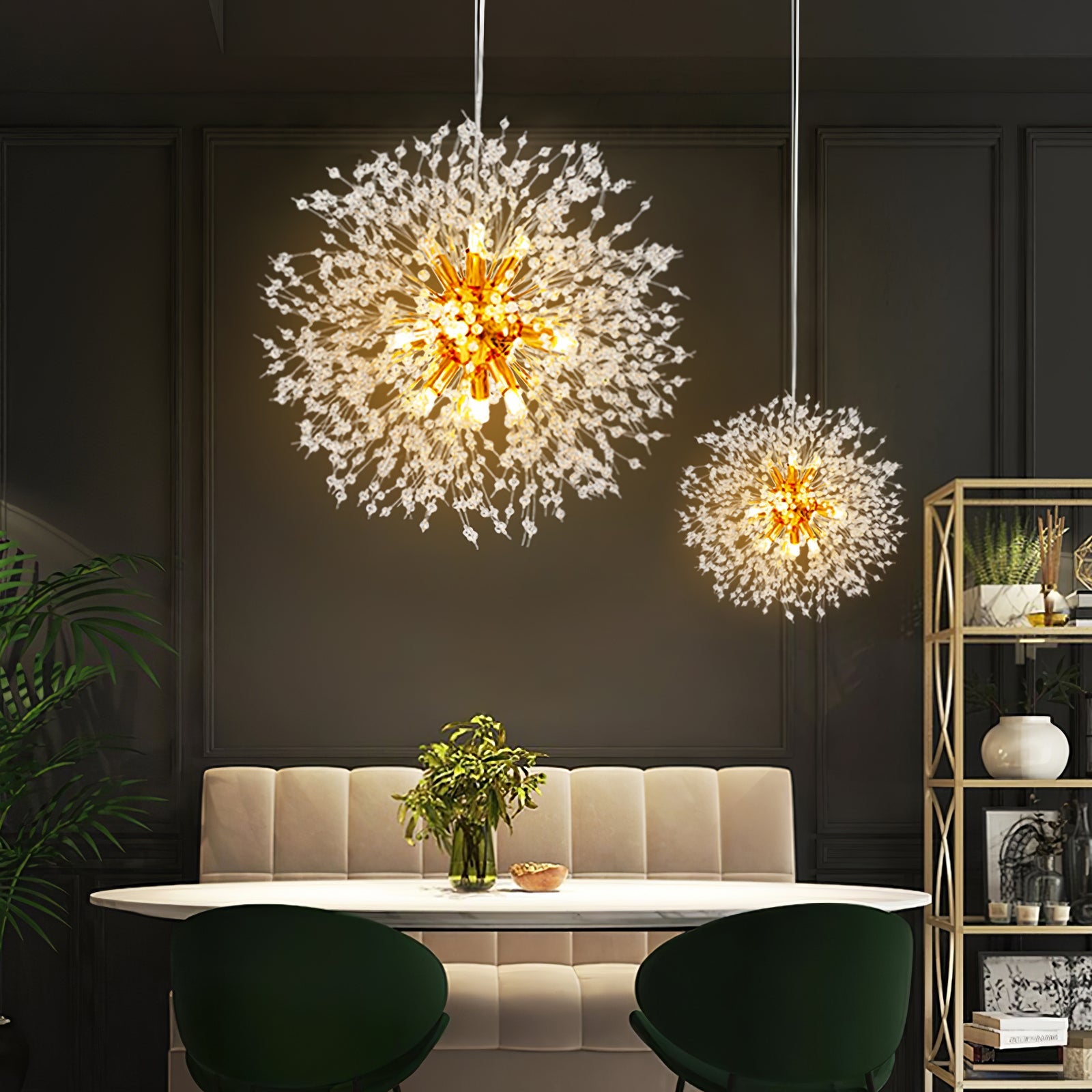 Modern Chandelier K9 Crystal Gold Adjustable Height 4