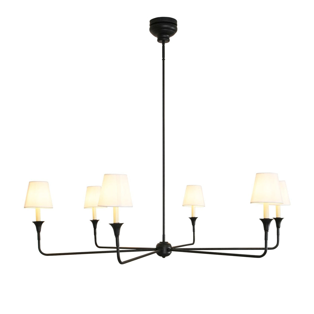 Modern Chandelier Light Metal Adjustable Height Black Finish 15