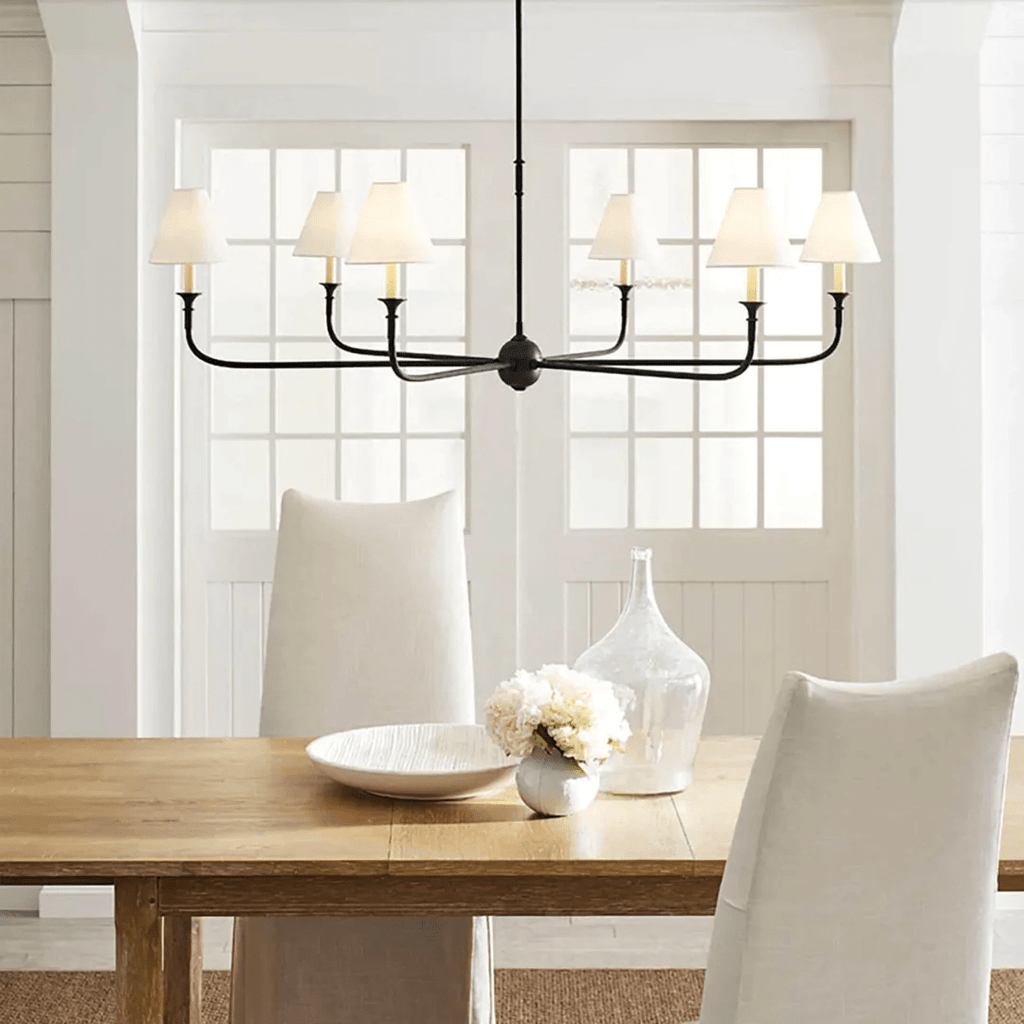Modern Chandelier Light Metal Adjustable Height Black Finish 2
