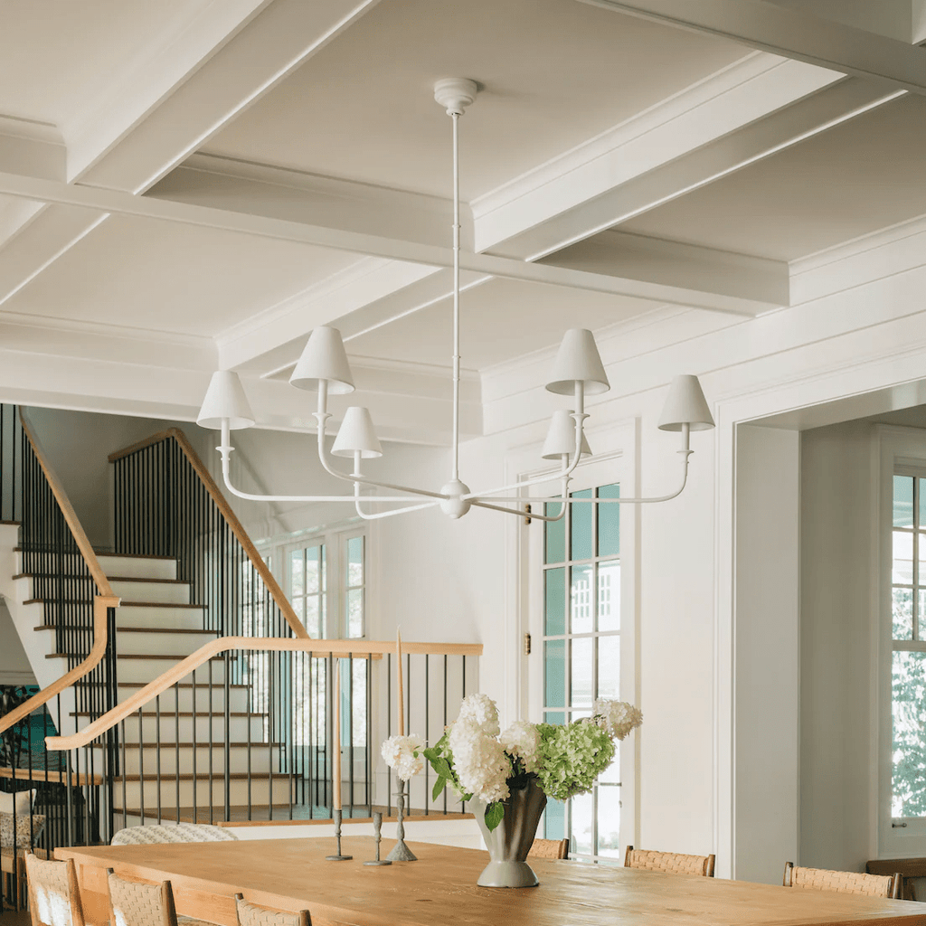 Modern Chandelier Light Metal Adjustable Height Black Finish 6